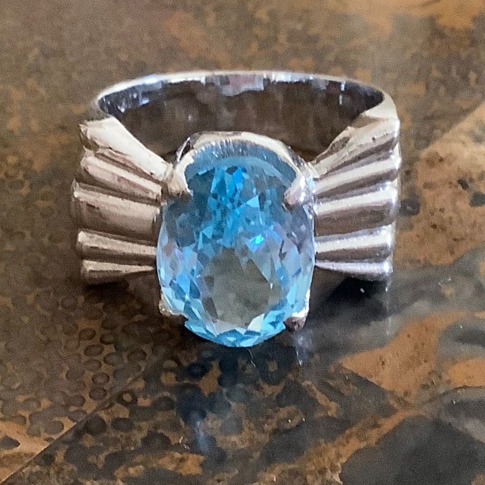 NWOT 𝅺STERLING SILVER 925 BLUE TOPAZ RING SIZE US 6.25​​ - Picture 8 of 12